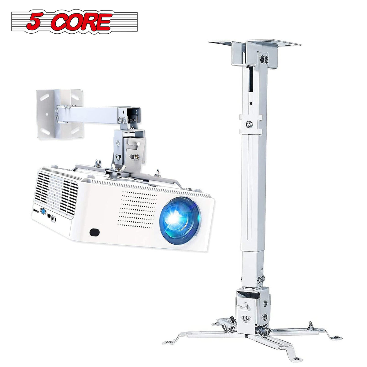 5Core Projector Mount Ceiling Wall Universal Holder Adjustable Low Profile Capacity 40lb