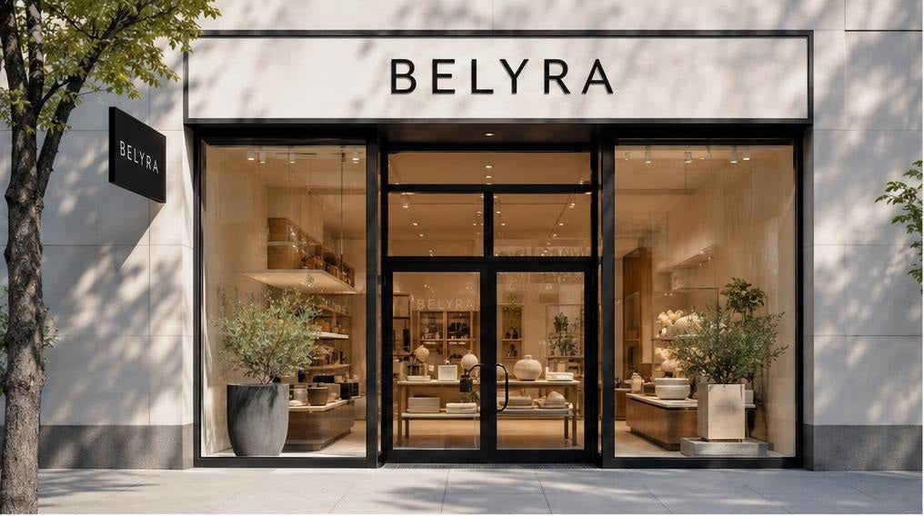 Curated Belyra home goods in a bright premium interior
